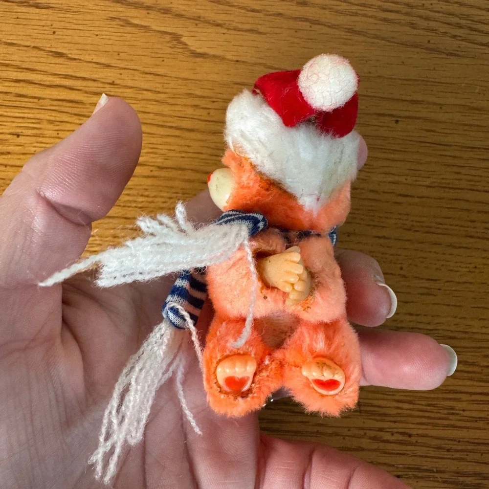 Cute Plush Christmas Carebear Orange Santa Hat Scarf Holiday Huggie Ornament‎